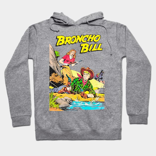 Confrontation Cowboy Broncho Bill Western Retro Comic Hoodie by REVISTANGO